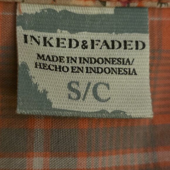 NWOT INKED & FADED (SM) Roper Women's Coral Pink Plaid Western Show Shirt - Picture 8 of 9